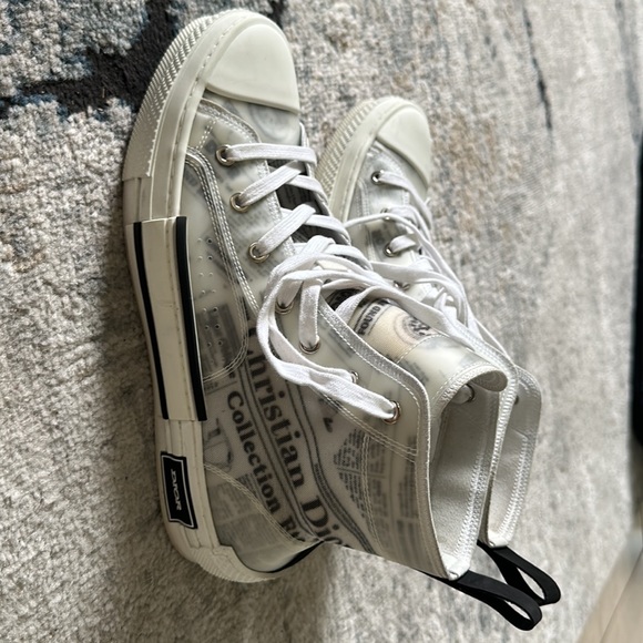 DIOR MEN by KIM JONES B23 Hi Top Newspaper Printed Sneakers - Picture 10 of 10